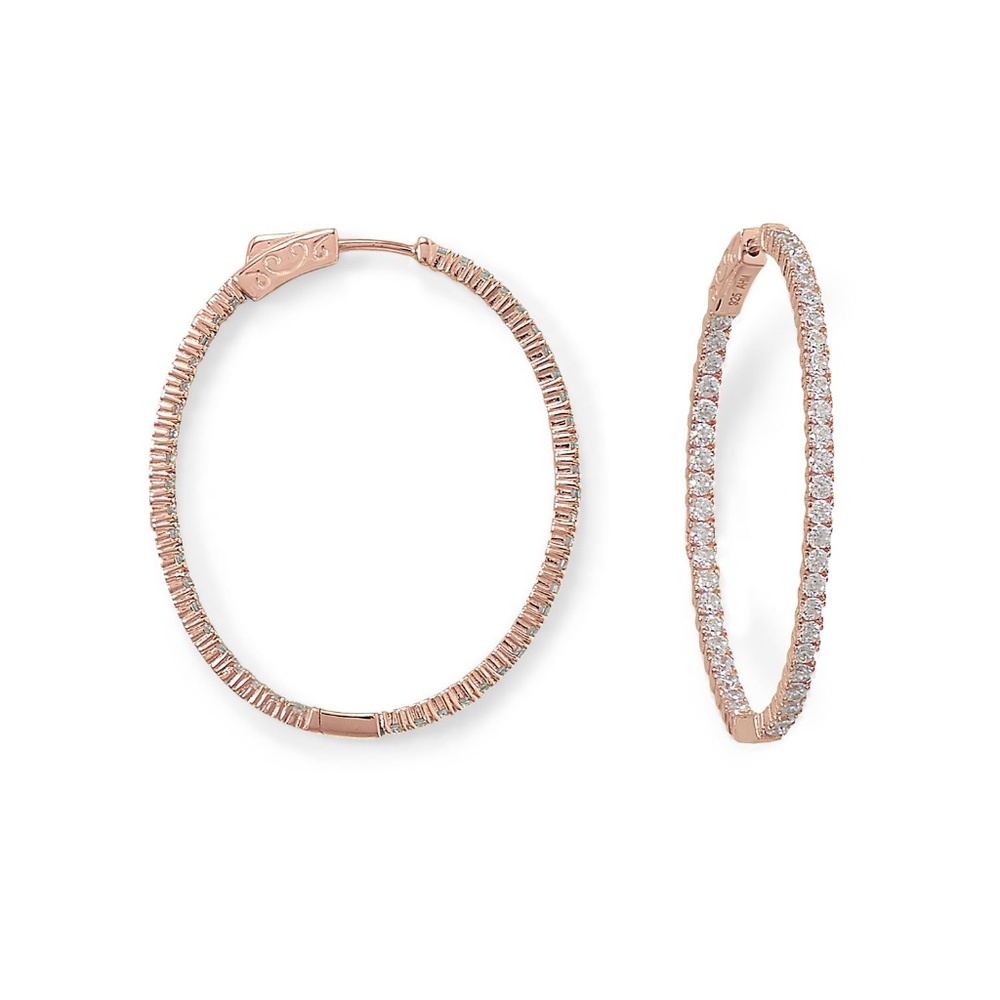 NEW! Rose Gold Plated Cubic Zirconia Large Hoop Earrings